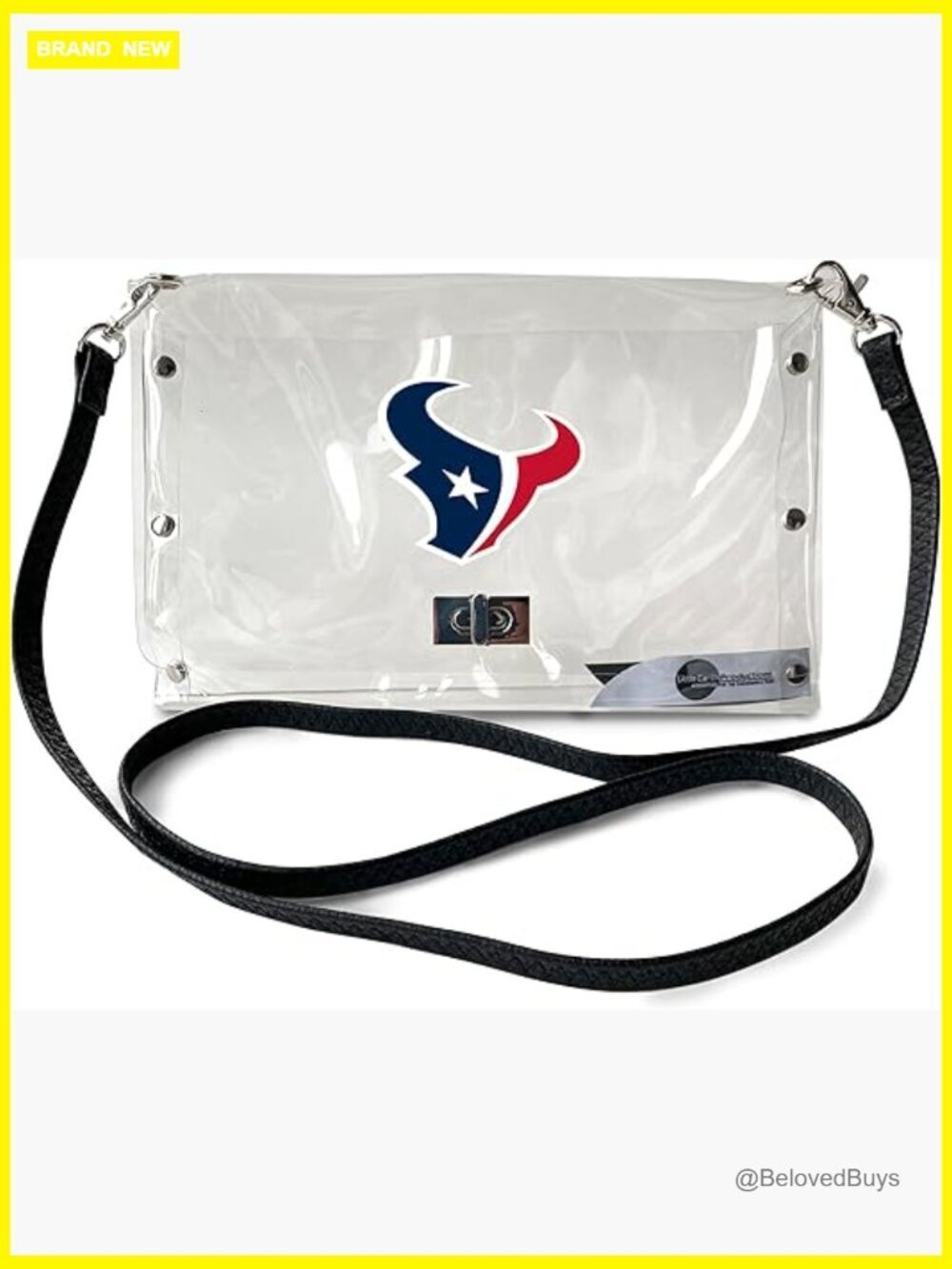 NFL Clear Envelope Purse with Black Fashion Strap